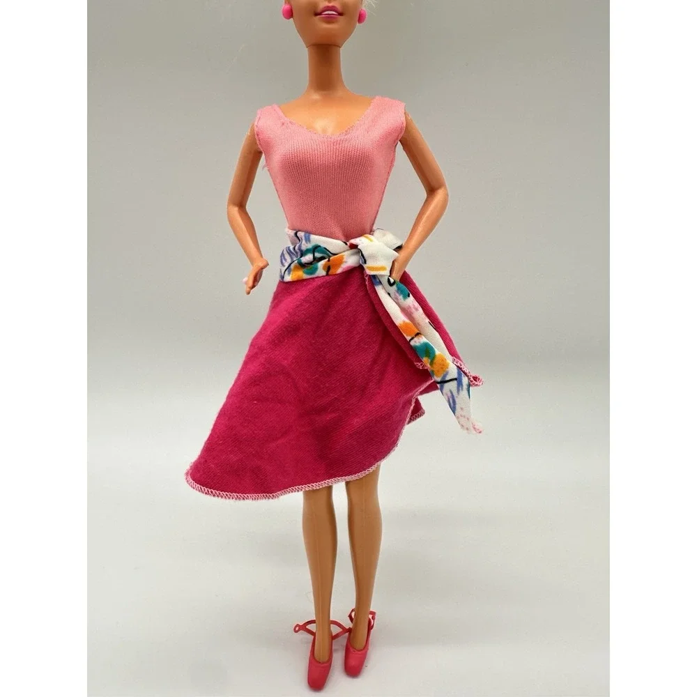 Vintage 1984 Barbie B Active Fashions #7915 Pink Leotard Wrap Skirt Shoes